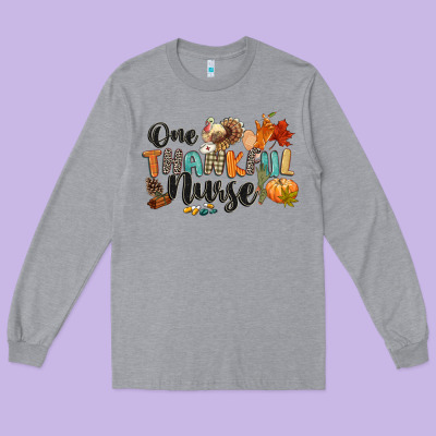 One Thankful Nurse Long Sleeve Tee Designed By Cowgirlartshop