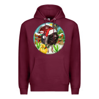 Burgundy Baby pig Premium Hoodie - FaDigitalArtStudio