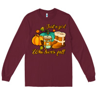 Burgundy just a girl who loves fall Long Sleeve Tee - Jasminsmagicworld