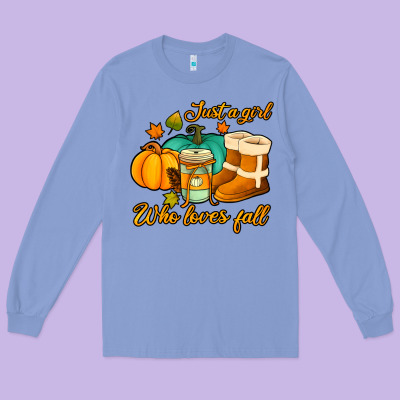 Just A Girl Who Loves Fall Long Sleeve Tee Designed By Jasminsmagicworld