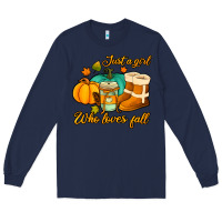 Navy just a girl who loves fall Long Sleeve Tee - Jasminsmagicworld
