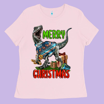 Merry Christmas Velociraptor Ladies Tee Designed By Lillyallendesigns