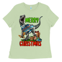 Matcha merry christmas velociraptor Ladies Tee - LillyAllenDesigns