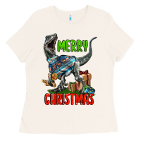 Bone merry christmas velociraptor Ladies Tee - LillyAllenDesigns
