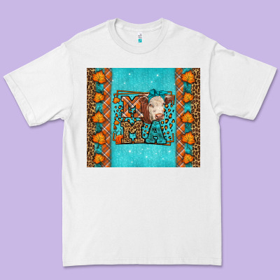 Western Fall Cow Mama Premium Tee Designed By Lillyallendesigns