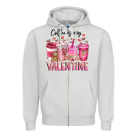 Dove Grey Coffee Is MY Valentine Zipper Hoodie - CowhideDigitalArt