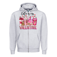 Heather Grey Coffee Is MY Valentine Zipper Hoodie - CowhideDigitalArt