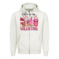 Oatmeal Heather Coffee Is MY Valentine Zipper Hoodie - CowhideDigitalArt