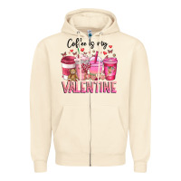 Sandshell Coffee Is MY Valentine Zipper Hoodie - CowhideDigitalArt