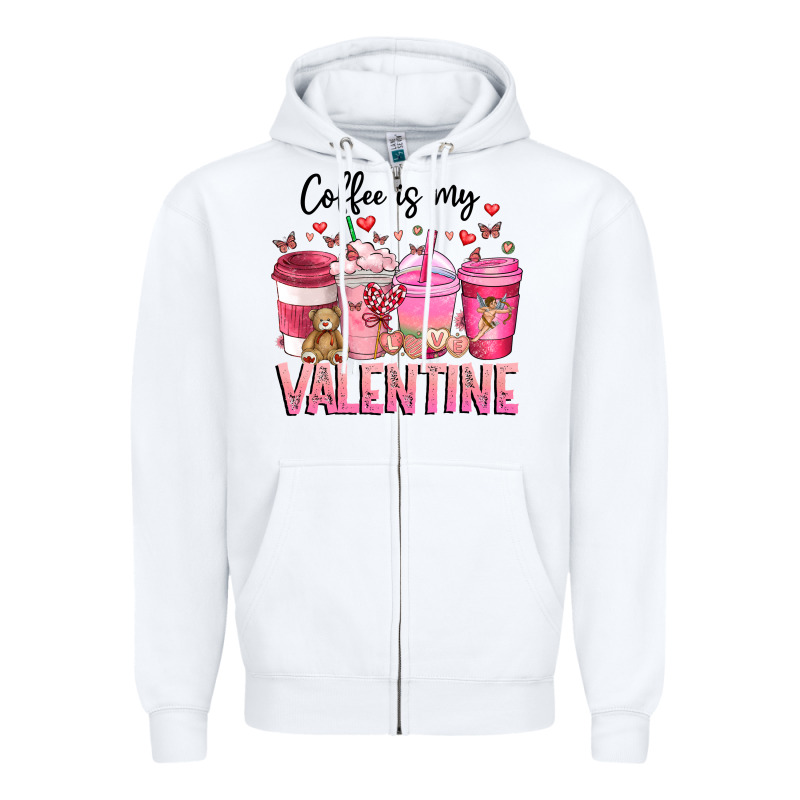 Coffee Is My Valentine Zipper Hoodie by CowhideDigitalArt | Teevron