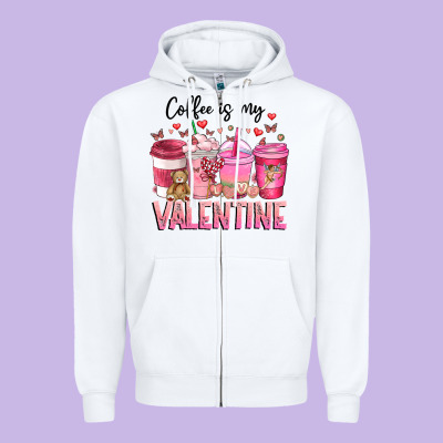Coffee Is My Valentine Zipper Hoodie Designed By Cowhidedigitalart
