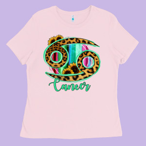 Cancer Zodiac Sign Sunflower Leopard Serape Ladies Tee Designed By Ranaportraitstore