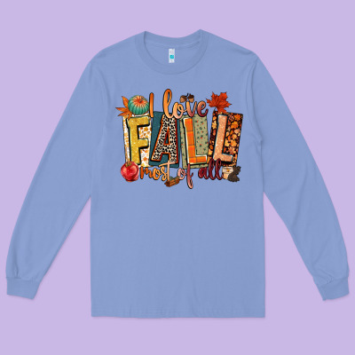 I Love Fall Most Of All Long Sleeve Tee Designed By Cowgirlartshop