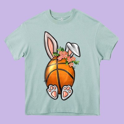 Basketball Easter Bunny Heavy Core Tee Designed By Bundleandbundleshop