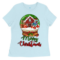 Baby Blue Merry Christmas Ladies Tee - LillyAllenDesigns