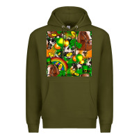Army Green St. Patrick's Day Horse With Balloons Premium Hoodie - FaDigitalArtStudio