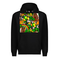 Black St. Patrick's Day Horse With Balloons Premium Hoodie - FaDigitalArtStudio