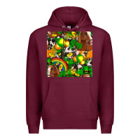 Burgundy St. Patrick's Day Horse With Balloons Premium Hoodie - FaDigitalArtStudio