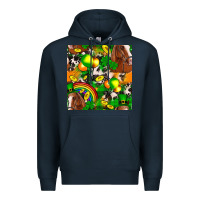 Navy St. Patrick's Day Horse With Balloons Premium Hoodie - FaDigitalArtStudio