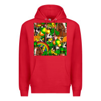 Red St. Patrick's Day Horse With Balloons Premium Hoodie - FaDigitalArtStudio