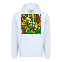 White St. Patrick's Day Horse With Balloons Premium Hoodie - FaDigitalArtStudio
