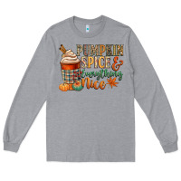 Heather Grey pumpkin spice and everything nice Long Sleeve Tee - CowGirlArtShop