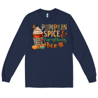 Navy pumpkin spice and everything nice Long Sleeve Tee - CowGirlArtShop