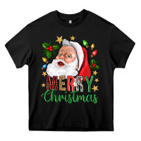 Black Merry Christmas With Santa Heavy Core Tee - BundleAndBundleShop