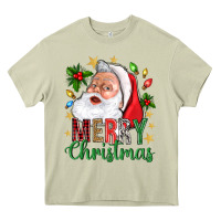 Mossy Merry Christmas With Santa Heavy Core Tee - BundleAndBundleShop