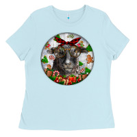 Baby Blue christmas dorper sheep Ladies Tee - LillyAllenDesigns