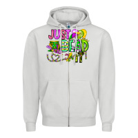 Dove Grey Just Bead it Zipper Hoodie - CowhideDigitalArt