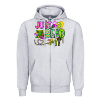 Heather Grey Just Bead it Zipper Hoodie - CowhideDigitalArt