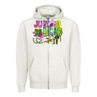 Oatmeal Heather Just Bead it Zipper Hoodie - CowhideDigitalArt