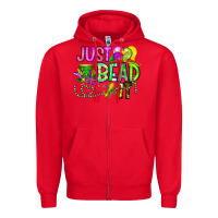 Red Just Bead it Zipper Hoodie - CowhideDigitalArt