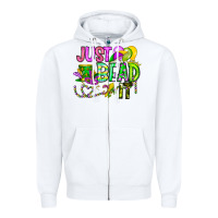 White Just Bead it Zipper Hoodie - CowhideDigitalArt