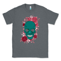 Charcoal Heather Skull with flowers Classic Tee - Bettercallsaul