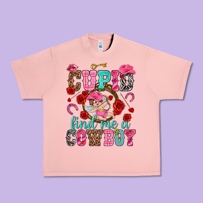 Cupid Find Me A Cowboy Valentine's Day Urban Heavy Tee Designed By Howdyjamesfarm