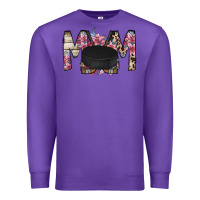 Purple mom hockey flower Premium Sweatshirt - RacoonDesign