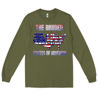 Army Green the divided states of america political humor usa map t shirt Long Sleeve Tee - lanVoArt