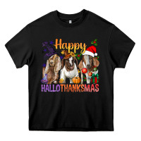 Black Happy Hallothanksmas Goats Heavy Core Tee - BundleAndBundleShop
