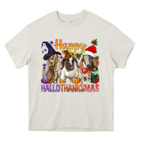 Cream Happy Hallothanksmas Goats Heavy Core Tee - BundleAndBundleShop