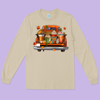 Coffee Cups Truck Long Sleeve Tee Designed By Cowgirlartshop
