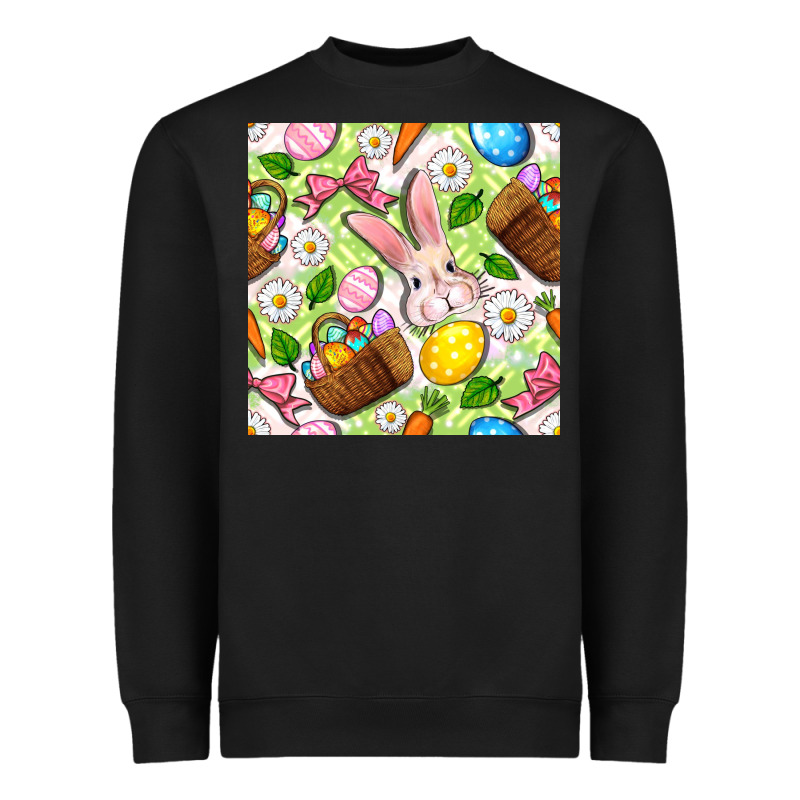 Easter Hamper With Bunny Seamless Pattern Heavyweight Sweatshirt by BundleAndBundleShop | Teevron