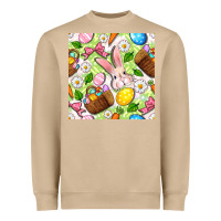 Mushroom Easter Hamper With Bunny Seamless Pattern Heavyweight Sweatshirt - BundleAndBundleShop