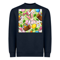 Navy Easter Hamper With Bunny Seamless Pattern Heavyweight Sweatshirt - BundleAndBundleShop