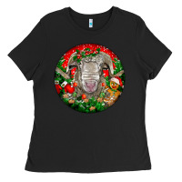 Black christmas rambouillet sheep Ladies Tee - LillyAllenDesigns