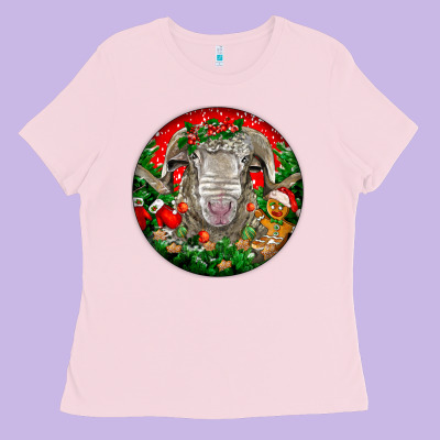 Christmas Rambouillet Sheep Ladies Tee Designed By Lillyallendesigns