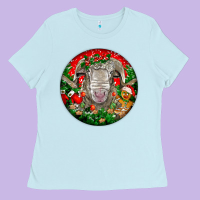 Christmas Rambouillet Sheep Ladies Tee Designed By Lillyallendesigns