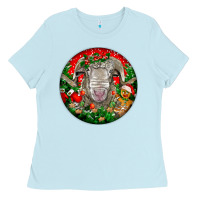 Baby Blue christmas rambouillet sheep Ladies Tee - LillyAllenDesigns