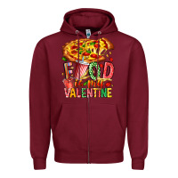 Burgundy Food Is My Valentine Zipper Hoodie - CowhideDigitalArt